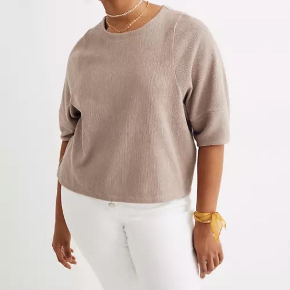 Madewell Ottoman Jacquard Button Back Top